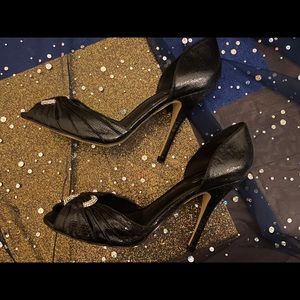 ALDO BEJEWELED D'ORSAY PENCIL HEELS LEATHER GORG